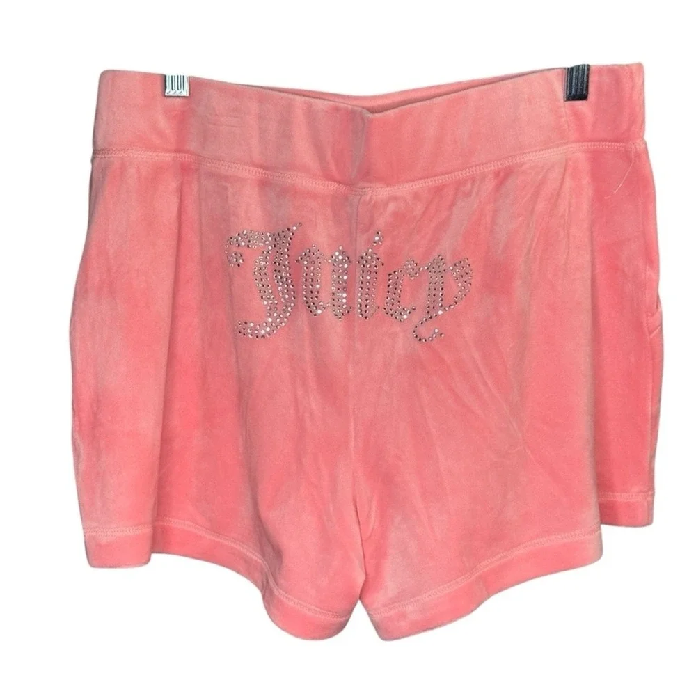 Juicy Couture Bling Velour Tracksuit Hoodie Shorts Set Flamingo Pink L NWT